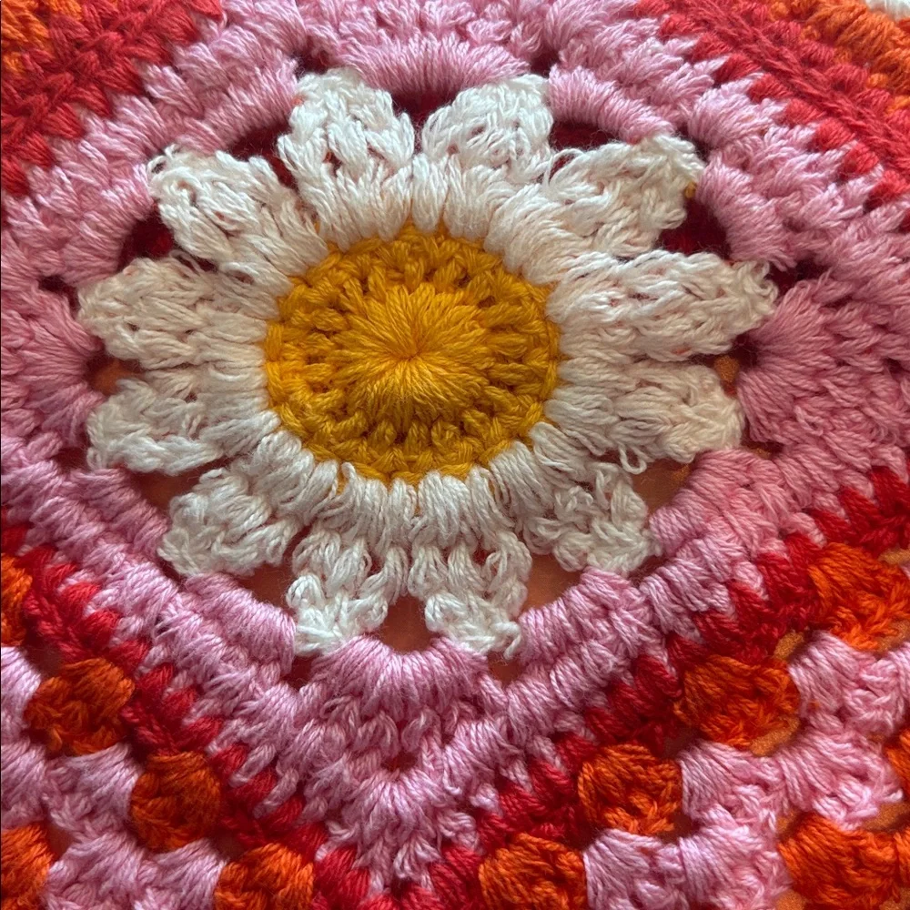 NWT Piper K Colorful Daisy Crochet Bandana hair scarf
